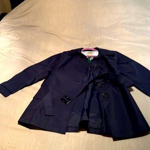 Navy belted LL Bean trench coat petite L
